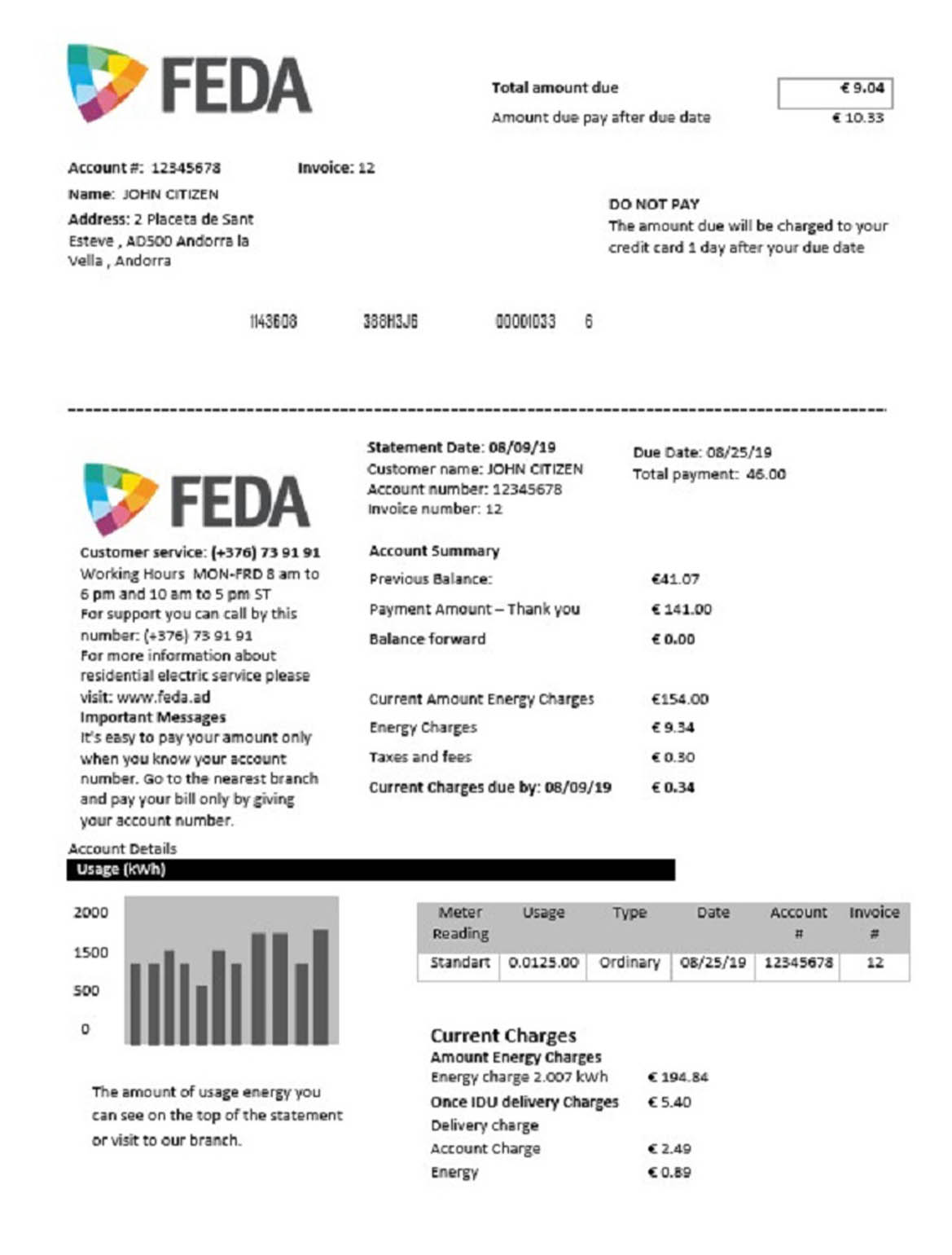 Andorra electronic forces of Andorra utility bill - FreeUtilityBills.net
