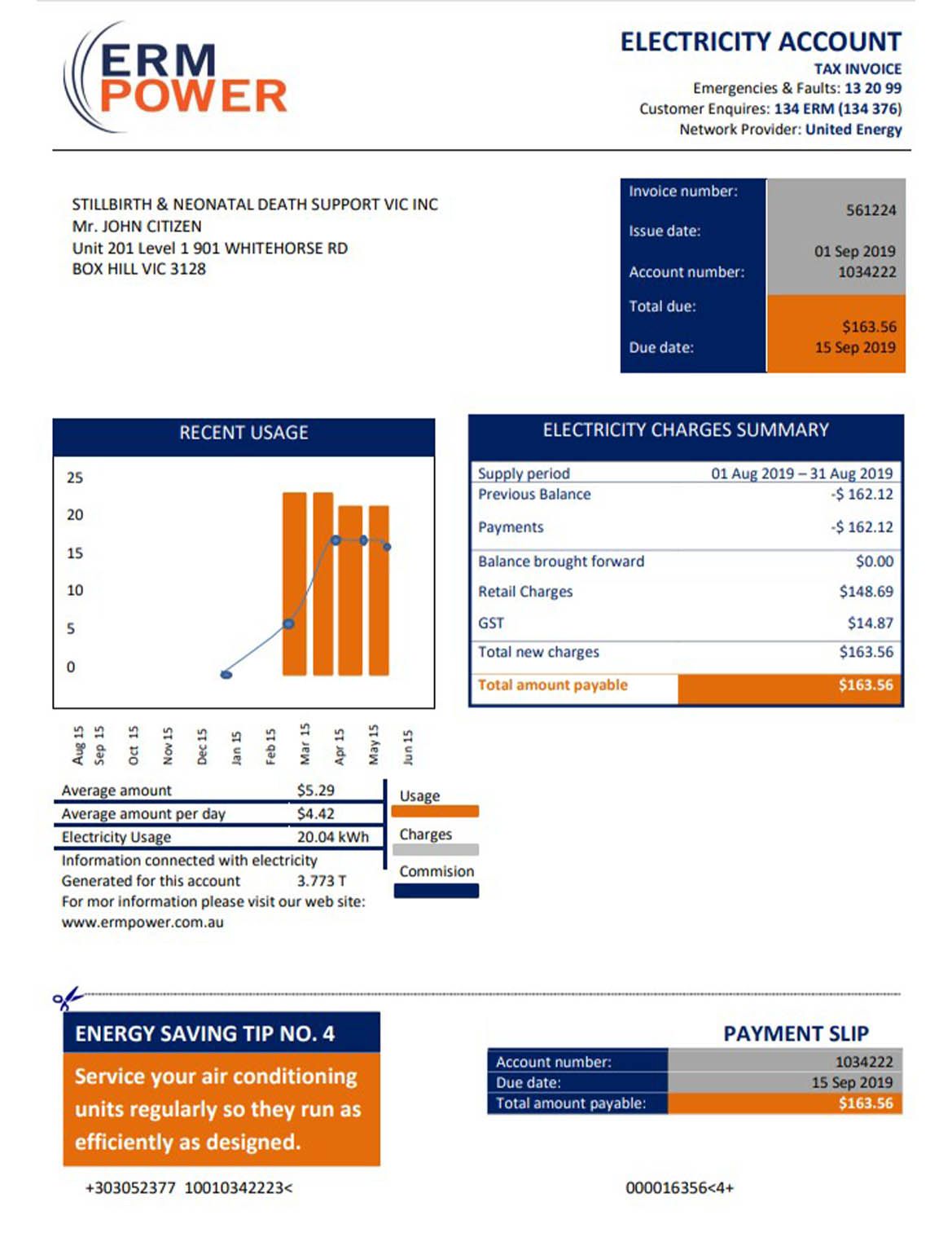 Australia ERM power electricity proof of address utility bill