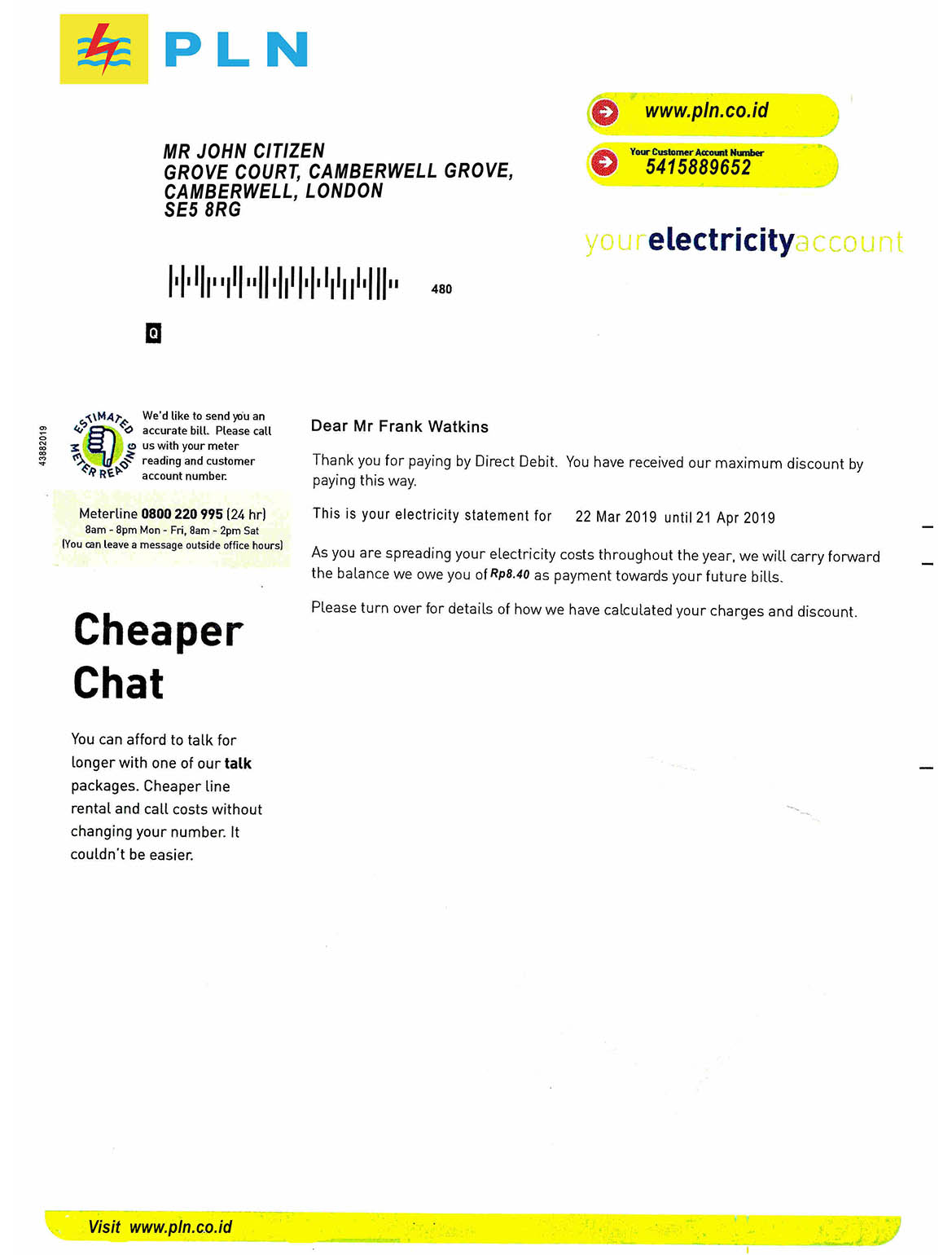 Mexico federal electricity commission (CFE) utility bill
