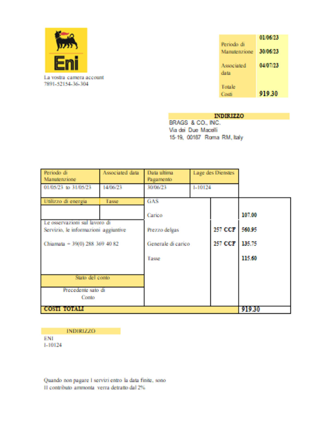 Italy gas utility business bill