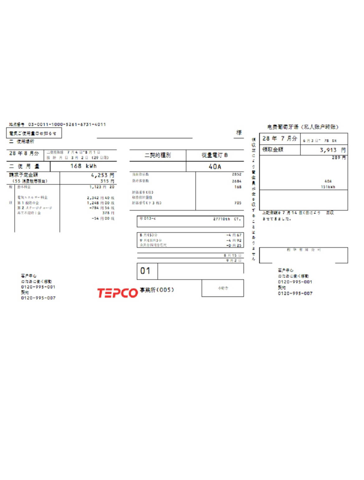 Japan Tokyo Electric Power Company electricity utility bill