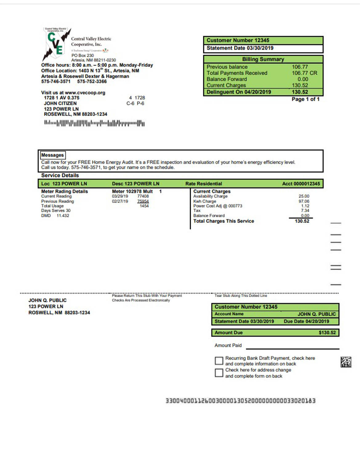 USA New Mexico electricity proof of address utility bill