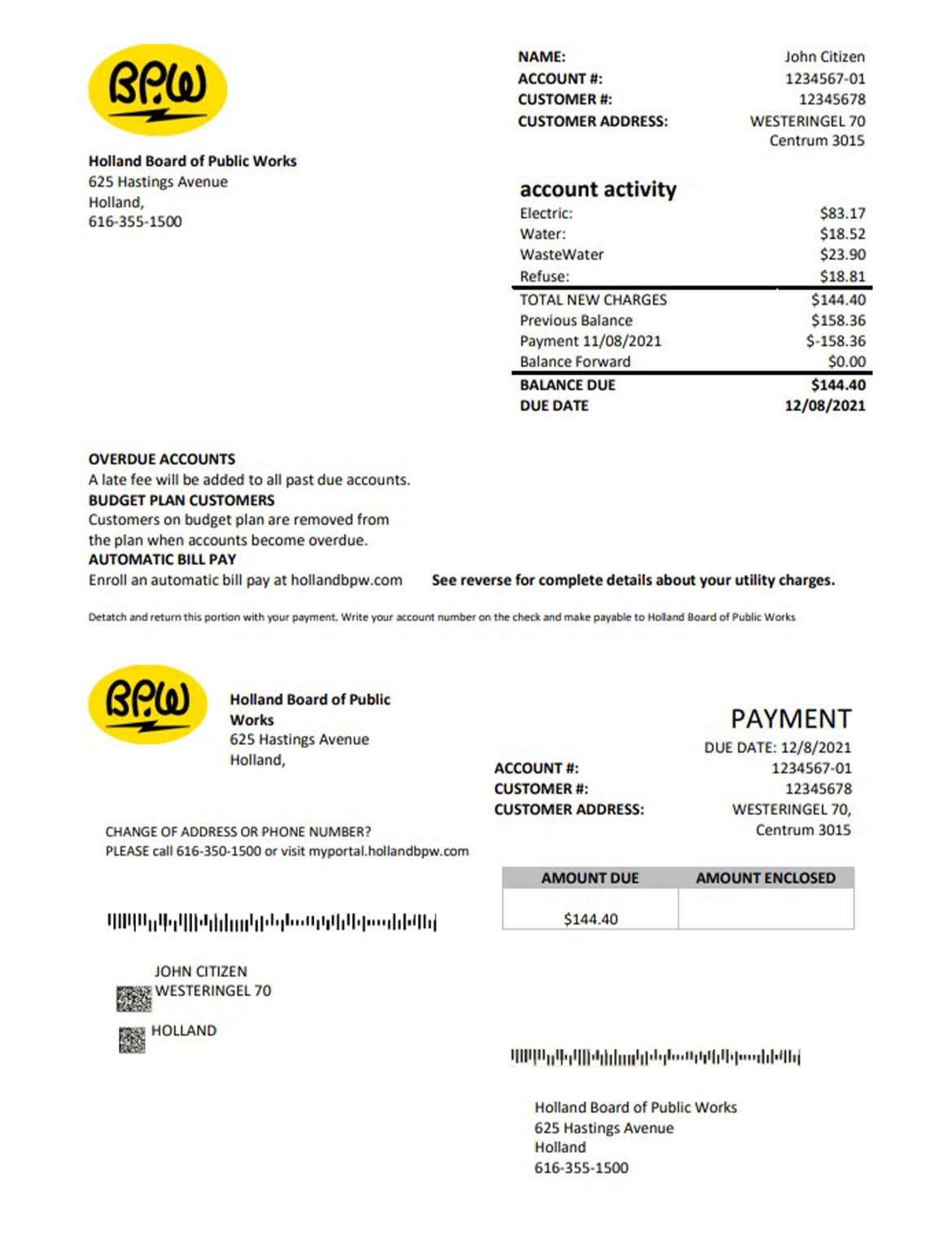 Netherlands KPN utility bill