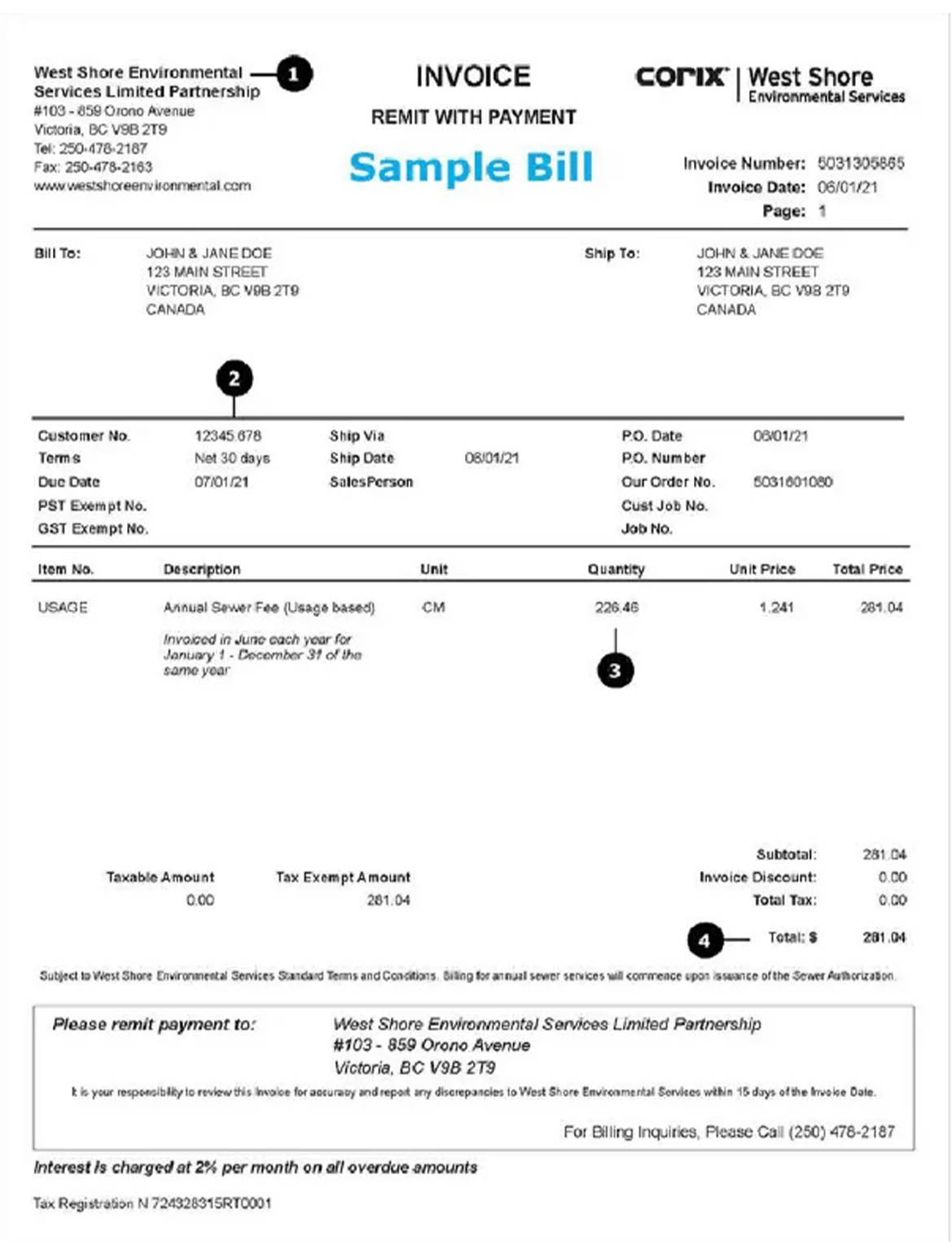 USA West shore utility bill
